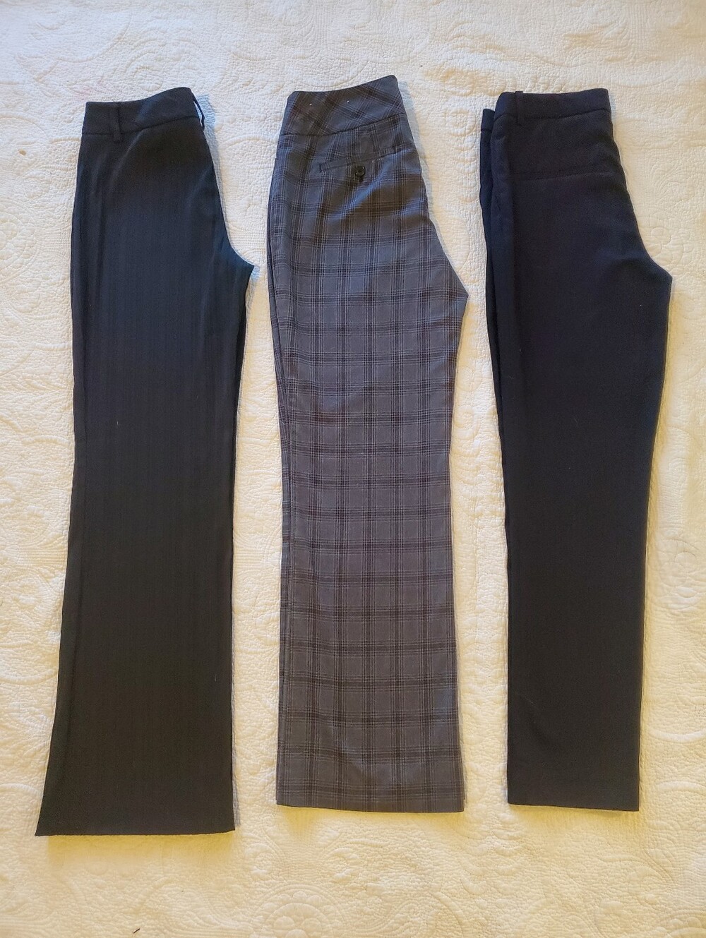 Lot X 3 Womens Work Office Pants Tousers Bundle LOFT H&M Apt.9 Plaid Gray Black